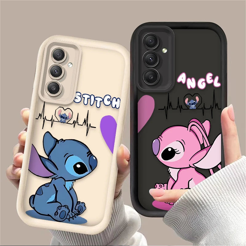 Disney Stitch Phone Case For Samsung Galaxy S24 S23 S22 S21 Ultra Plus FE A54 A34 A14 A73 A53 A33 Liquid Silicone Cover