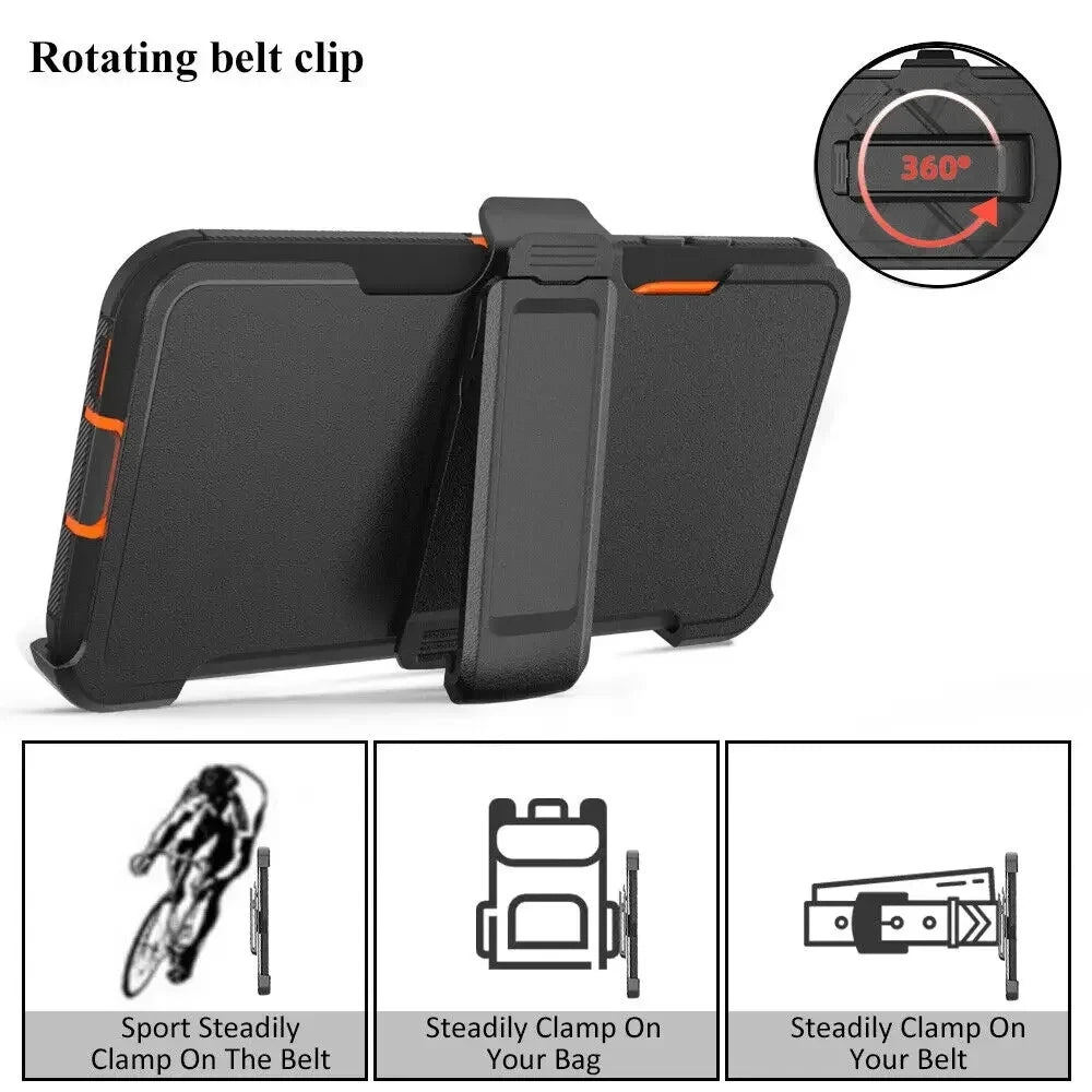 3 IN1 For Samsung Galaxy S22 S21 S20 S23 S24 ULTRA S10 Plus Note 20 10 9 8 Heavy Duty Armor Shockproof + Belt Clip Case Cover