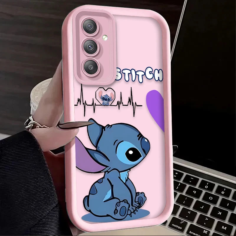 Disney Stitch Phone Case For Samsung Galaxy S24 S23 S22 S21 Ultra Plus FE A54 A34 A14 A73 A53 A33 Liquid Silicone Cover