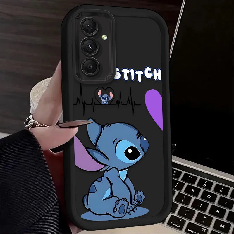 Disney Stitch Phone Case For Samsung Galaxy S24 S23 S22 S21 Ultra Plus FE A54 A34 A14 A73 A53 A33 Liquid Silicone Cover