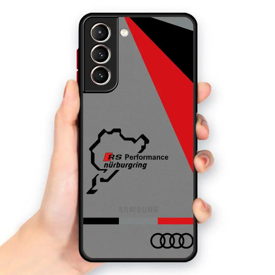 Audi Art Logo Phone Case for Samsung Galaxy S23 Ultra S24 Ultra S22 Ultra S20 S21 FE 5G S10 Plus S9 Plus Soft Matte Cover