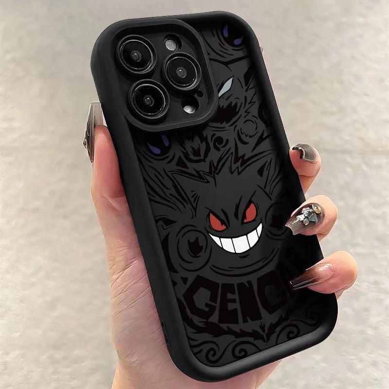 Pokemon Gengar Phone Case for iPhone 15 14 13 12 Liquid Silicone Shockproof Cover