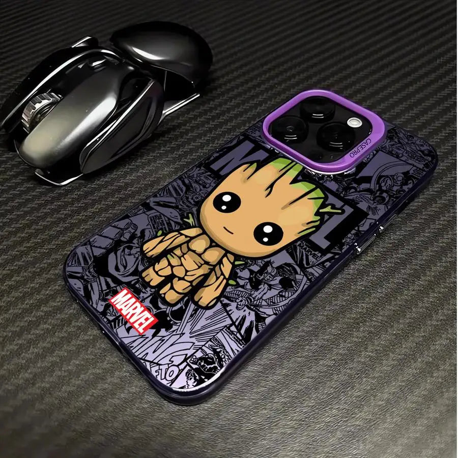 Marvel Groot Deadpool Cover Phone Case for Apple iPhone 15 Pro Max 16 Pro 14 Pro 13 12 14 Plus Protective Soft Shell