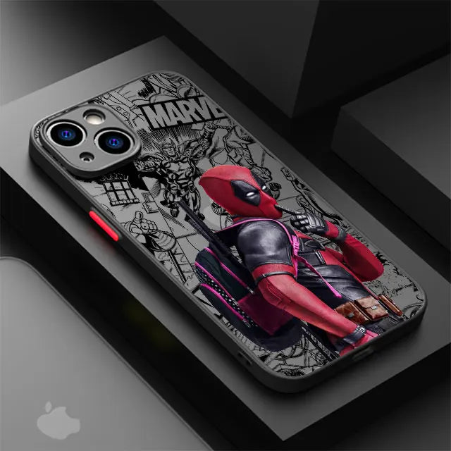 Marvel Deadpool Hard PC Luxury Matte Cover Case for iPhone 16 15 14 16 Plus Max 15 16 Pro Max