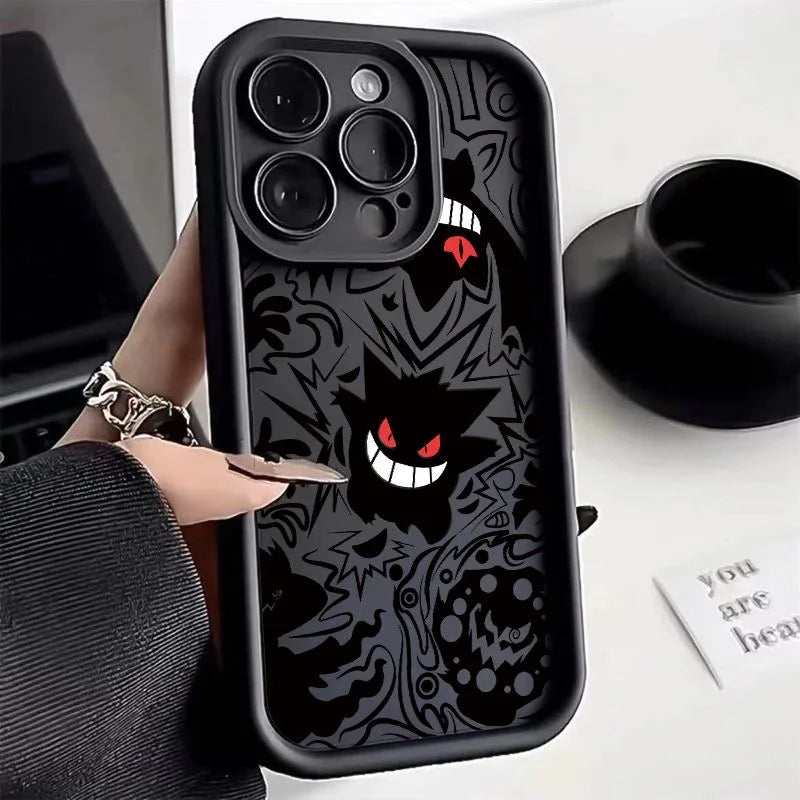 Pokemon Gengar Phone Case for iPhone 15 14 13 12 Liquid Silicone Shockproof Cover