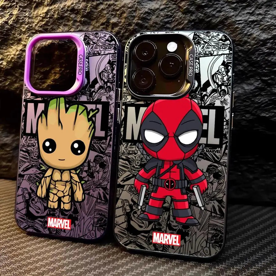 Marvel Groot Deadpool Cover Phone Case for Apple iPhone 15 Pro Max 16 Pro 14 Pro 13 12 14 Plus Protective Soft Shell