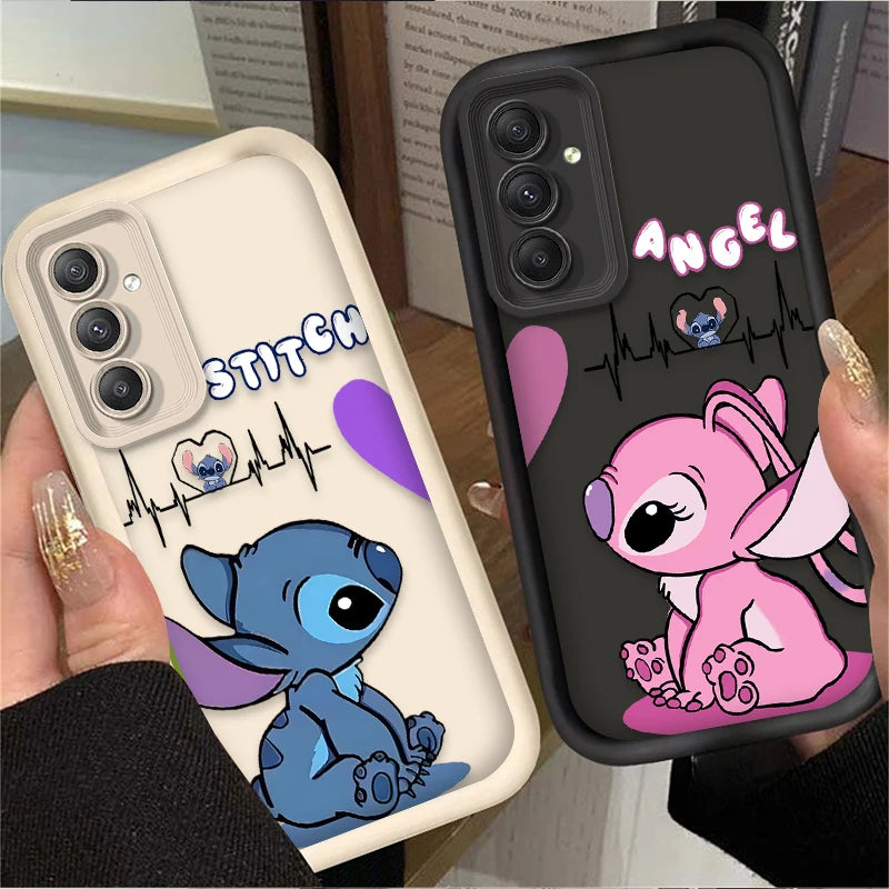 Disney Stitch Phone Case For Samsung Galaxy S24 S23 S22 S21 Ultra Plus FE A54 A34 A14 A73 A53 A33 Liquid Silicone Cover