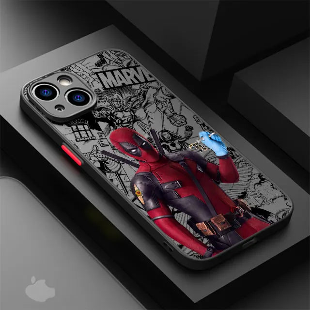 Marvel Deadpool Hard PC Luxury Matte Cover Case for iPhone 16 15 14 16 Plus Max 15 16 Pro Max