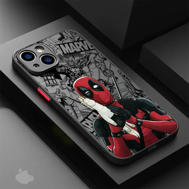 Marvel Deadpool Hard PC Luxury Matte Cover Case for iPhone 16 15 14 16 Plus Max 15 16 Pro Max