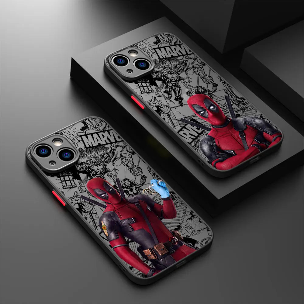 Marvel Deadpool Hard PC Luxury Matte Cover Case for iPhone 16 15 14 16 Plus Max 15 16 Pro Max