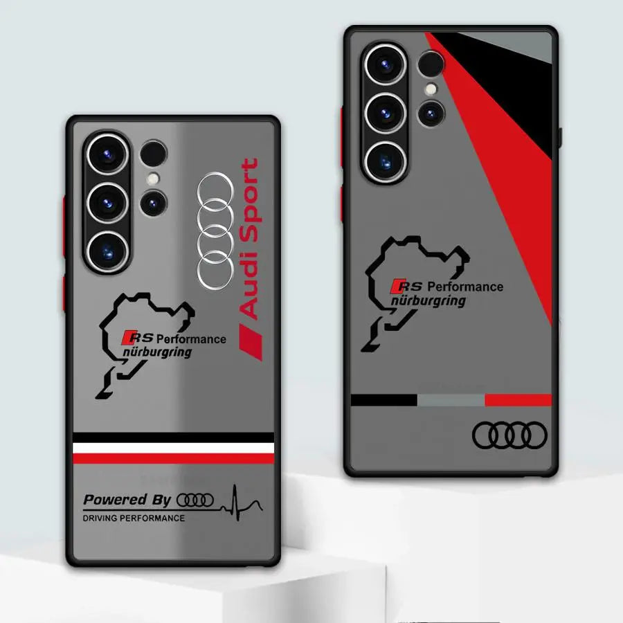 Audi Art Logo Phone Case for Samsung Galaxy S23 Ultra S24 Ultra S22 Ultra S20 S21 FE 5G S10 Plus S9 Plus Soft Matte Cover