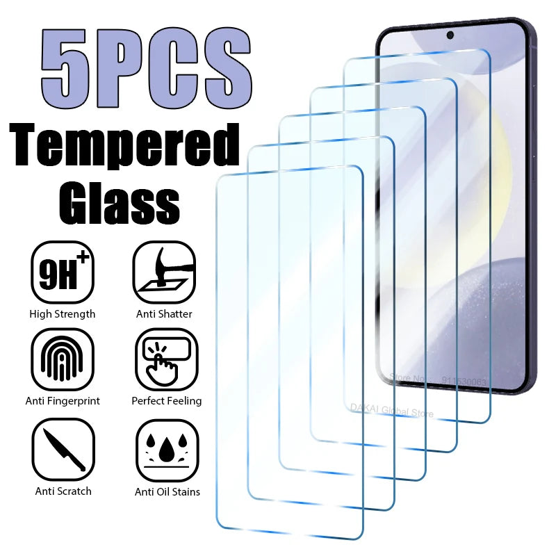 5PCS Tempered Glass For Samsung Galaxy S24 Ultra A54 A14 A13 A53 A34 A33 A52 5G S23 Plus Screen Protector on Samsung A32 A22 S21