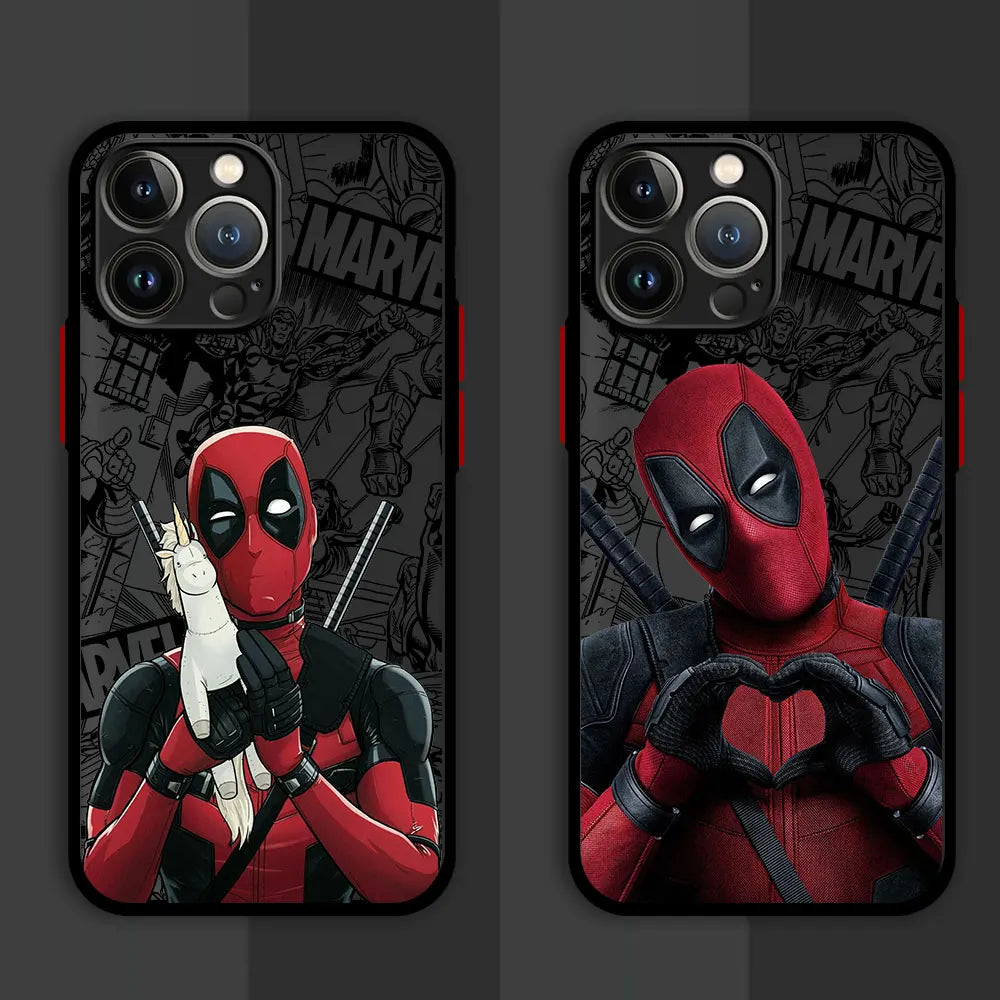 Marvel Deadpool Hard PC Luxury Matte Cover Case for iPhone 16 15 14 16 Plus Max 15 16 Pro Max