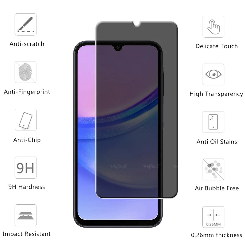 3-4Pcs For Samsung A15 Glass Samsung Galaxy A15 Tempered Glass 9H HD Privacy Anti-Spy Cover Glue Screen Protector Samsung A15 A 15