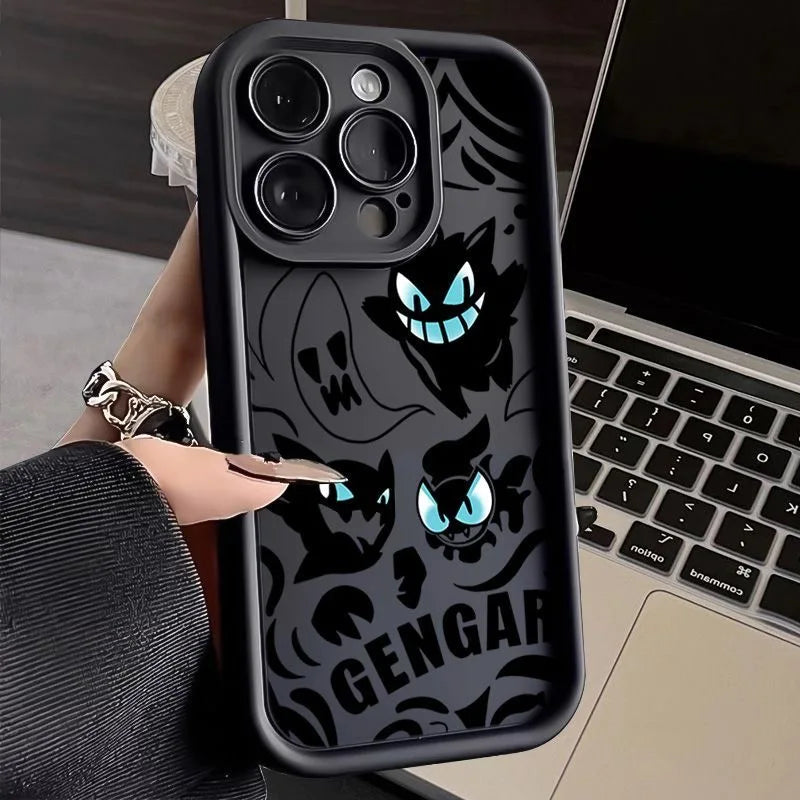 Pokemon Gengar Phone Case for iPhone 15 14 13 12 Liquid Silicone Shockproof Cover