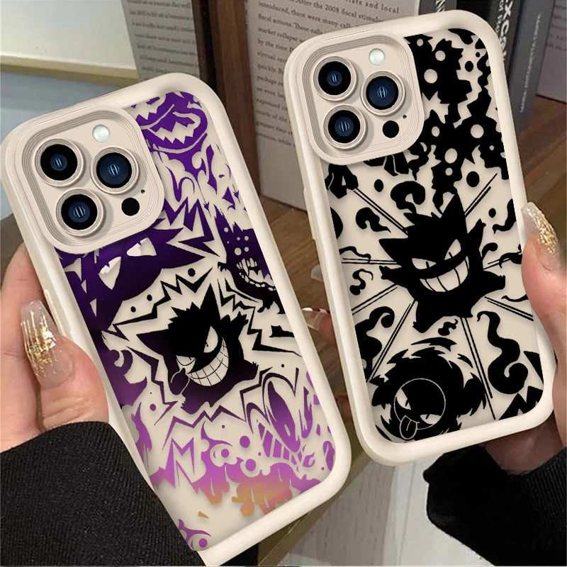 Luxury Pokemon Gengar Phone Case for iPhone 15 14 13 12 Soft Liquid Silicone Cover