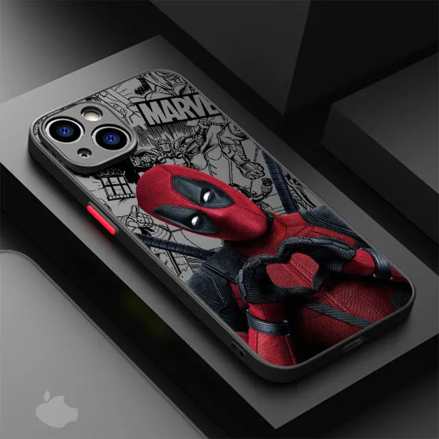 Marvel Deadpool Hard PC Luxury Matte Cover Case for iPhone 16 15 14 16 Plus Max 15 16 Pro Max