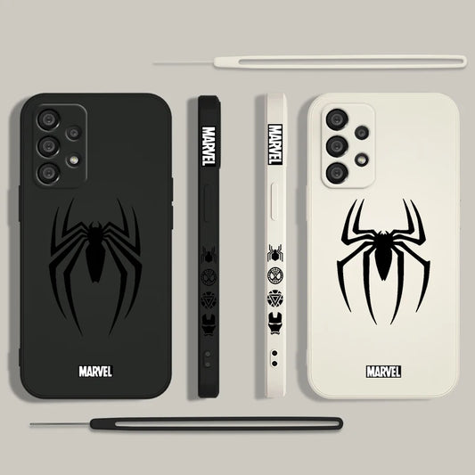 Marvel Spiderman Venom Logo Phone Case For Samsung A55 A53 A33 A52 A32 A71 A51 A21S A35 A25 5G Liquid Left Rope Funda