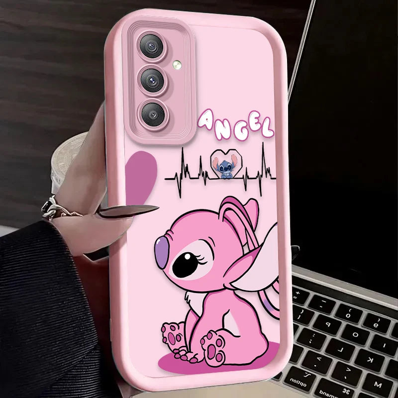 Disney Stitch Phone Case For Samsung Galaxy S24 S23 S22 S21 Ultra Plus FE A54 A34 A14 A73 A53 A33 Liquid Silicone Cover