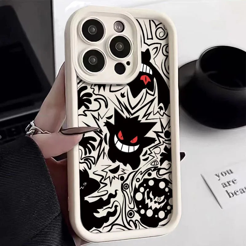 Pokemon Gengar Phone Case for iPhone 15 14 13 12 Liquid Silicone Shockproof Cover