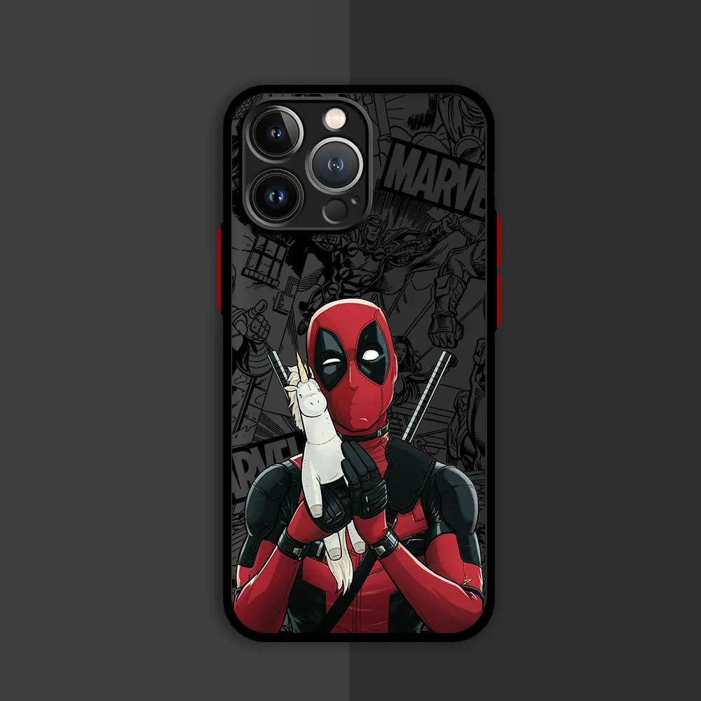 Marvel Deadpool Hard PC Luxury Matte Cover Case for iPhone 16 15 14 16 Plus Max 15 16 Pro Max