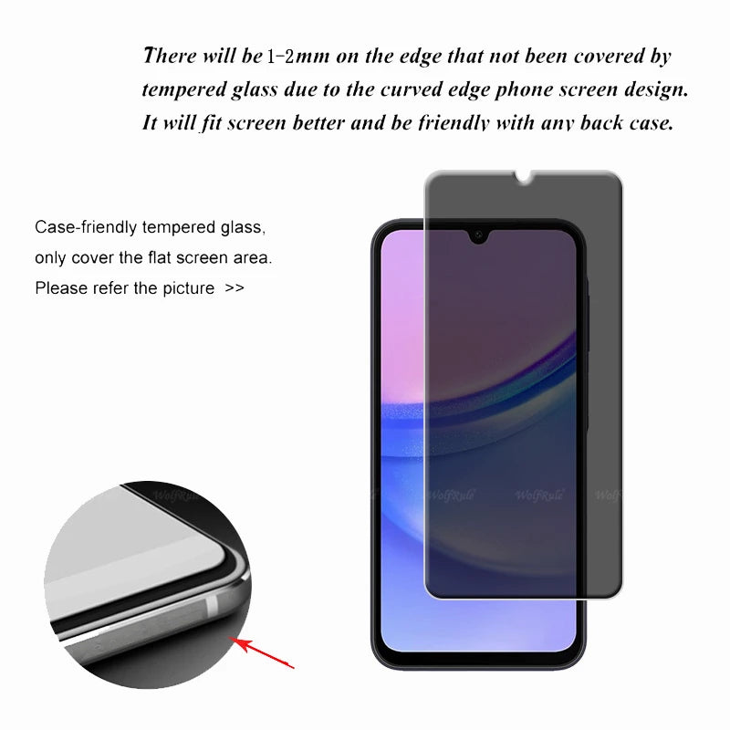 3-4Pcs For Samsung A15 Glass Samsung Galaxy A15 Tempered Glass 9H HD Privacy Anti-Spy Cover Glue Screen Protector Samsung A15 A 15