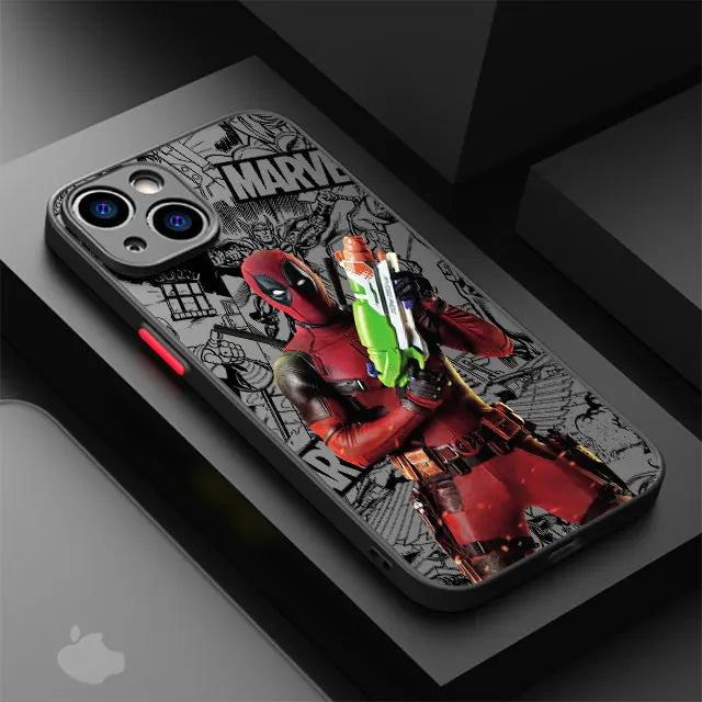 Marvel Deadpool Hard PC Luxury Matte Cover Case for iPhone 16 15 14 16 Plus Max 15 16 Pro Max