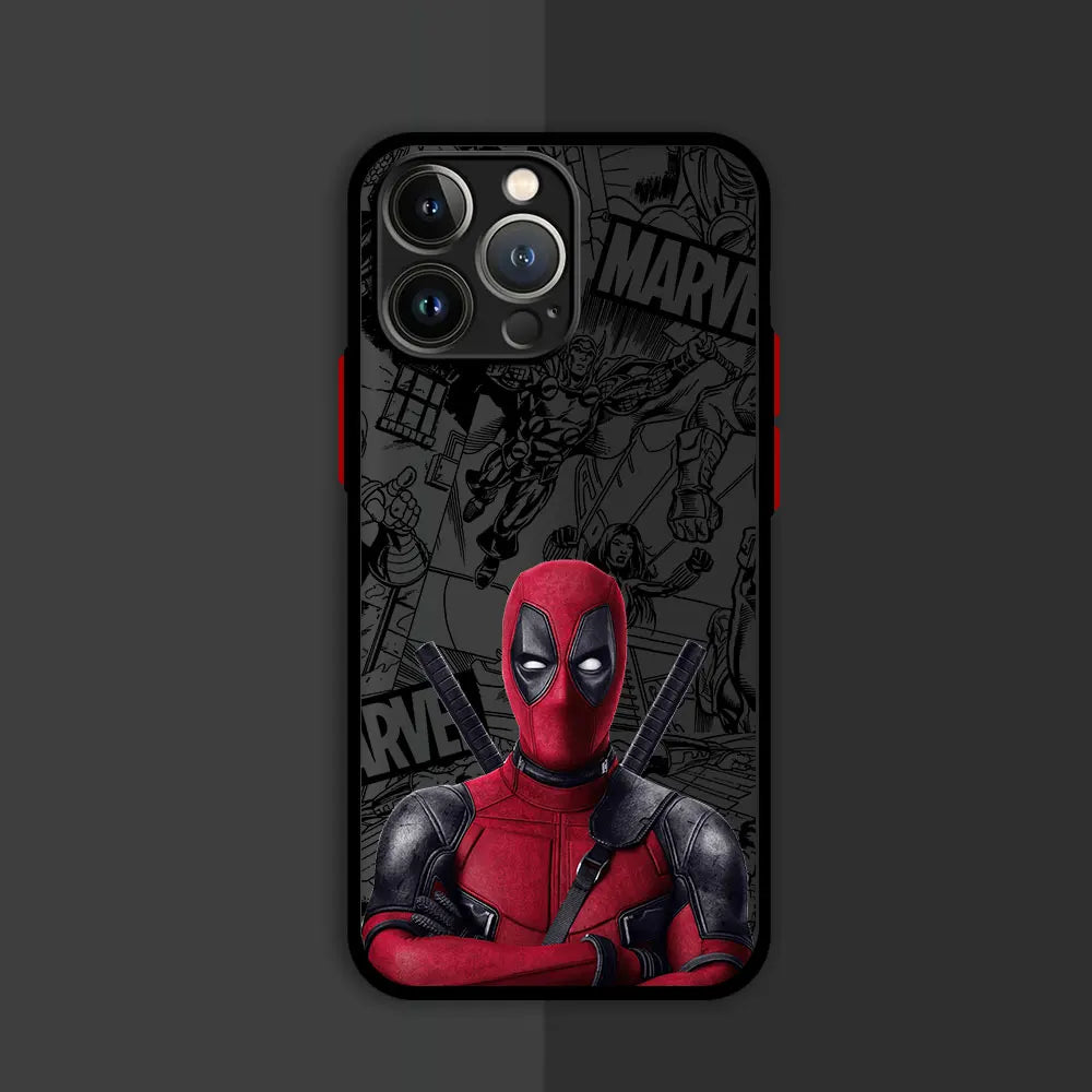 Marvel Deadpool Hard PC Luxury Matte Cover Case for iPhone 16 15 14 16 Plus Max 15 16 Pro Max