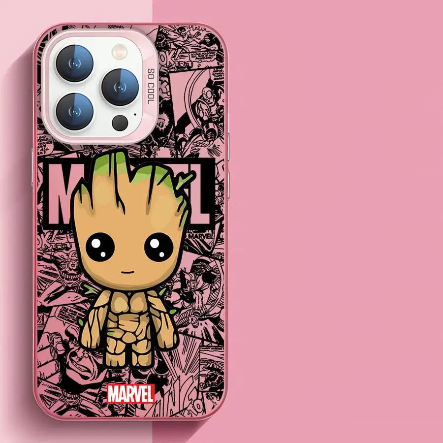 Marvel Groot Deadpool Cover Phone Case for Apple iPhone 15 Pro Max 16 Pro 14 Pro 13 12 14 Plus Protective Soft Shell