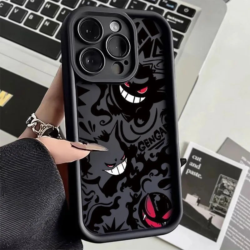 Pokemon Gengar Phone Case for iPhone 15 14 13 12 Liquid Silicone Shockproof Cover